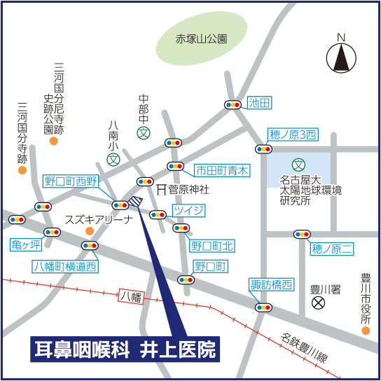 耳鼻咽喉科 井上医院 周辺マップ